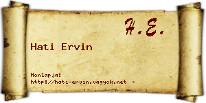 Hati Ervin névjegykártya